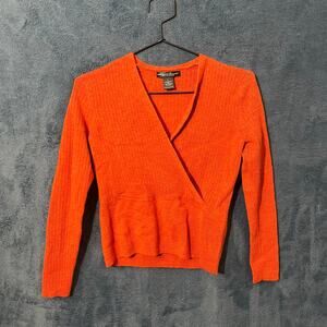Marina Luna Bright Orange Crossover Long Sleeved Shirt In‎ a Woman’s Size L